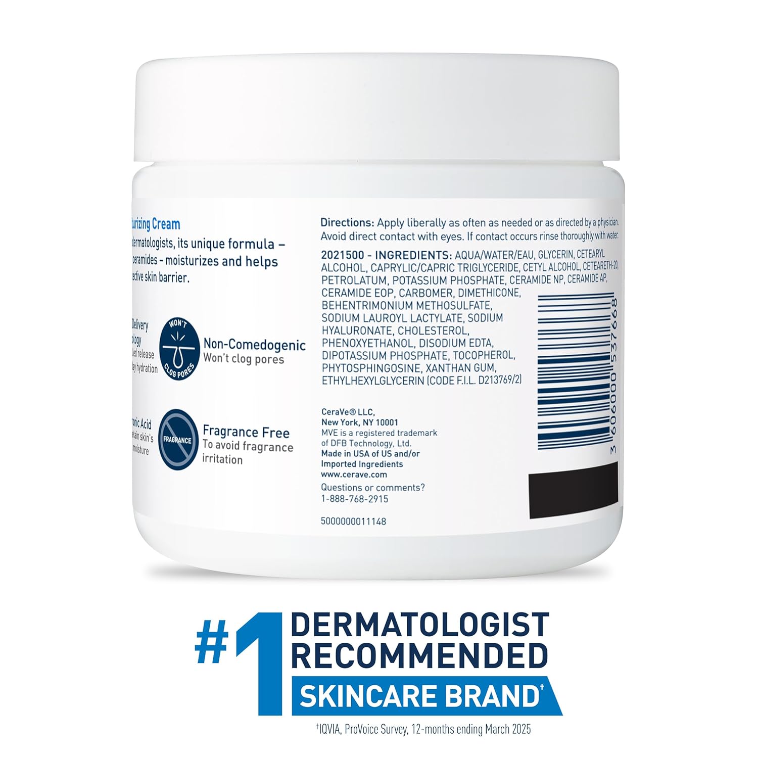 CeraVe Moisturizing Cream for Body and Face for Normal to Dry Skin, 19 oz.