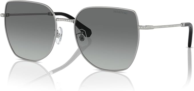 Swarovski SK7021D Sunglasses - Matte Silver Frame/Gray Lenses, 59/19/140
