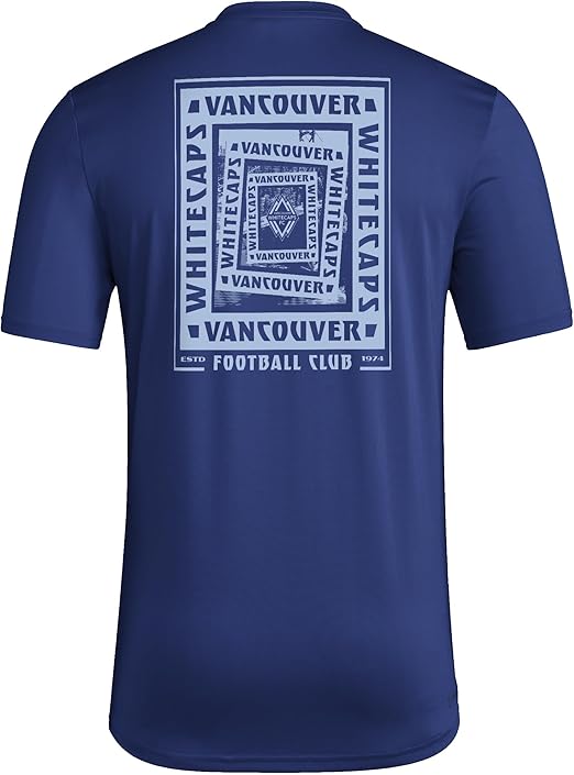 adidas Men's Vancouver Whitecaps FC Local Warp Pre-Game Short Sleeve T-Shirt - Navy Blue, Size Small