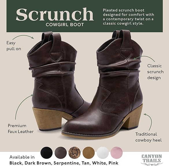 Canyon Trails Women's Pointed Toe Classic Distressed Western Boots - Dark Brown, Size 11