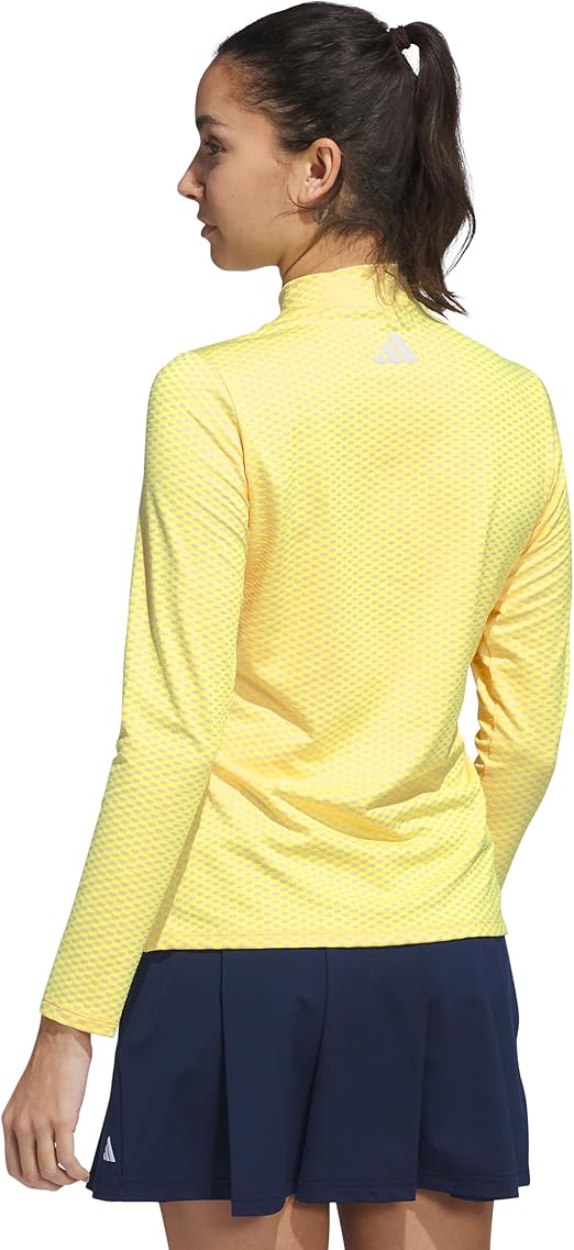 adidas Women's Beyond Two Tone Mesh Long Sleeve Shirt - Pure Sulfur, Size Medium