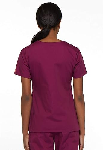 Dickies Women's EDS Signature Mock Wrap Scrub Top - Wine, Size Large
