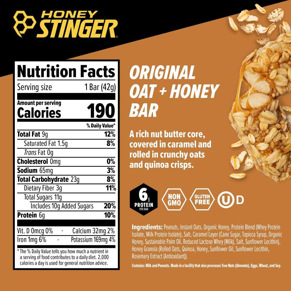 Honey Stinger Oat + Honey Bar, Original, 12 Bars