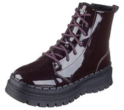 Skechers Women's Jammers Cool Blocker Ankle Boots - Burgundy Patent Leather, 8.5
