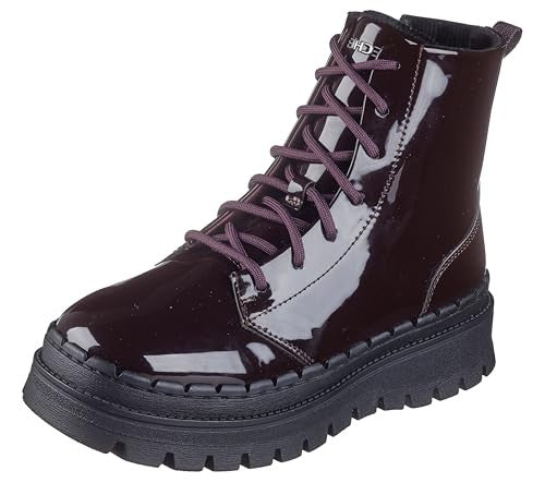 Skechers Women's Jammers Cool Blocker Ankle Boots - Burgundy Patent Leather, 8.5
