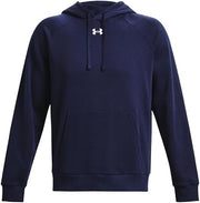 Under Armour Men's Rival Fleece Hoodie - Midnight Navy & White, Size Medium