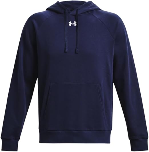 Under Armour Men's Rival Fleece Hoodie - Midnight Navy & White, Size Medium