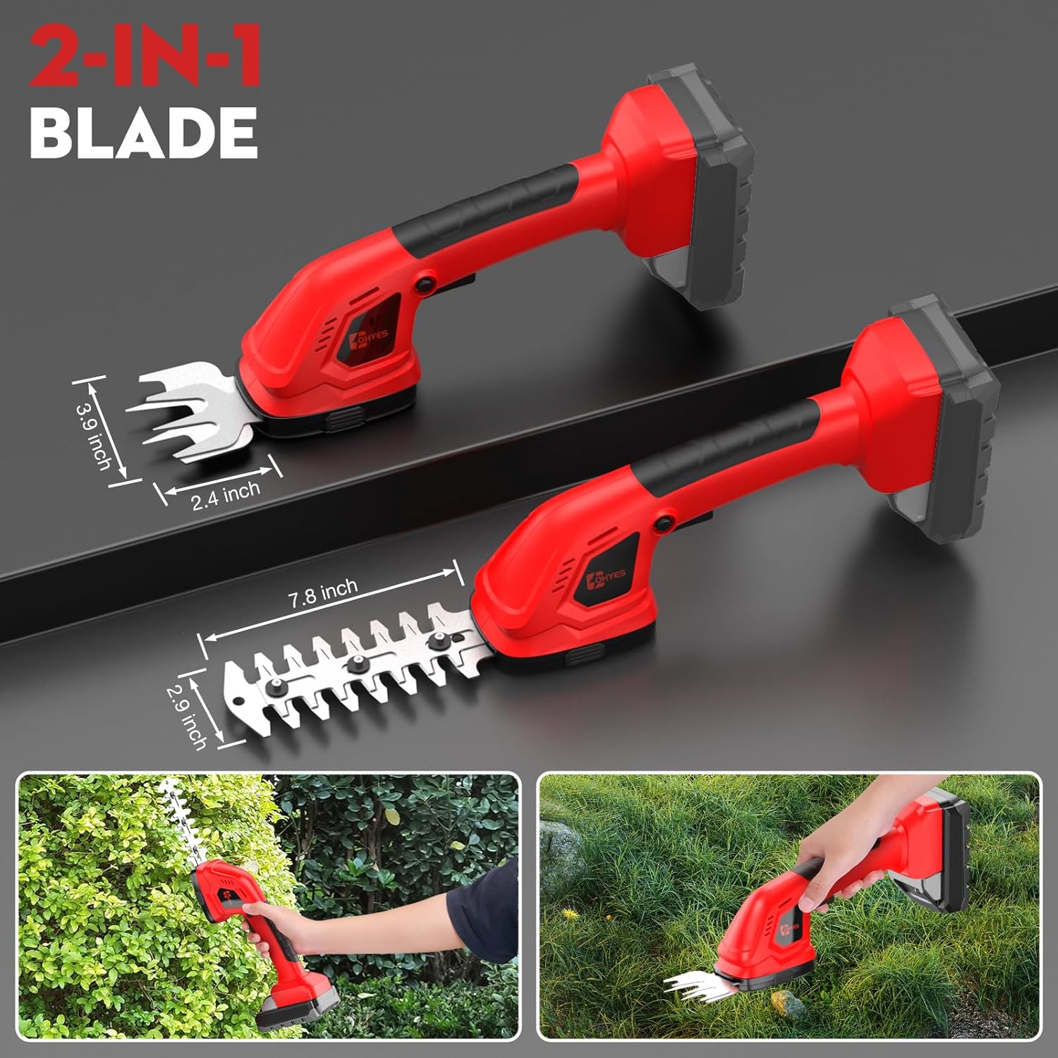 2-in-1 Cordless Grass & Hedge Trimmer Compatible with Milwaukee 18V Battery (Tool Only, No Battery)