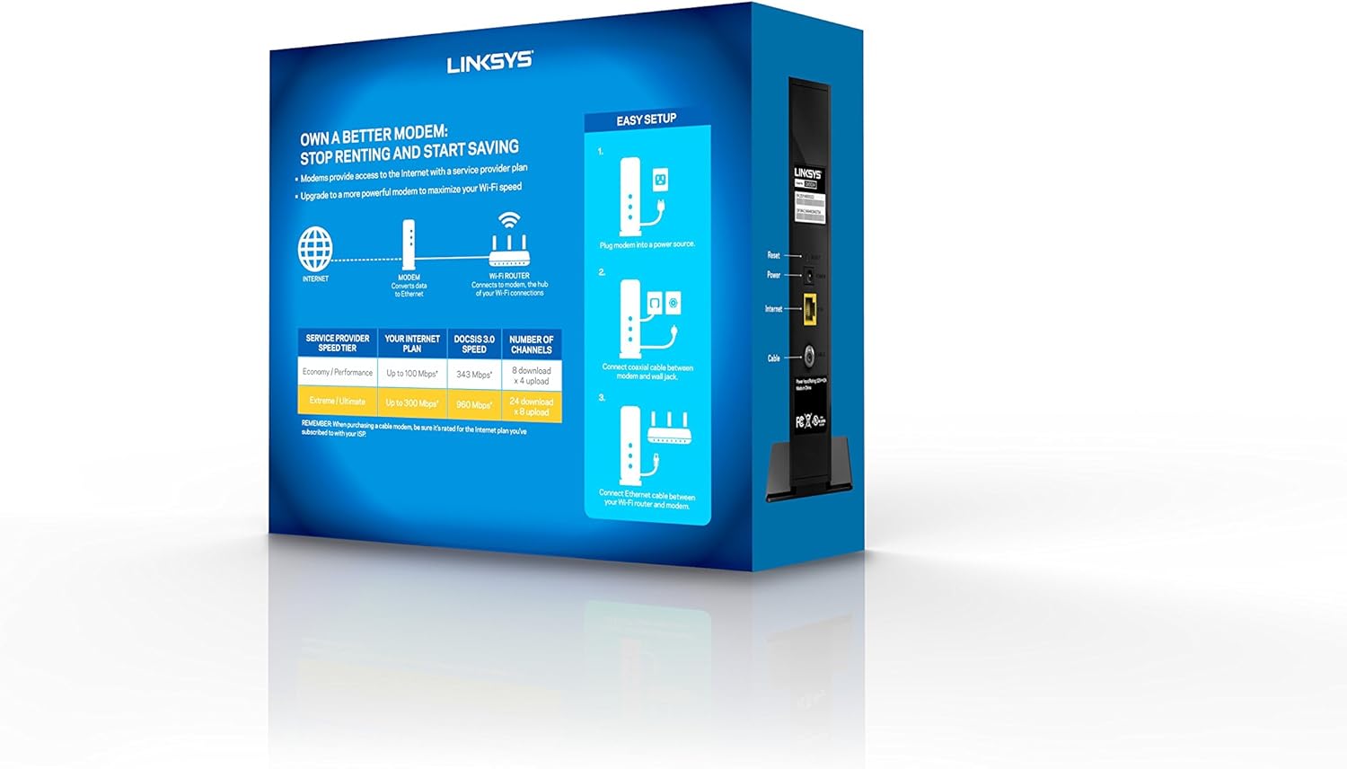 Linksys DOCSIS 3.0 High-Speed Wired Gigabit Cable Modem, CM3024