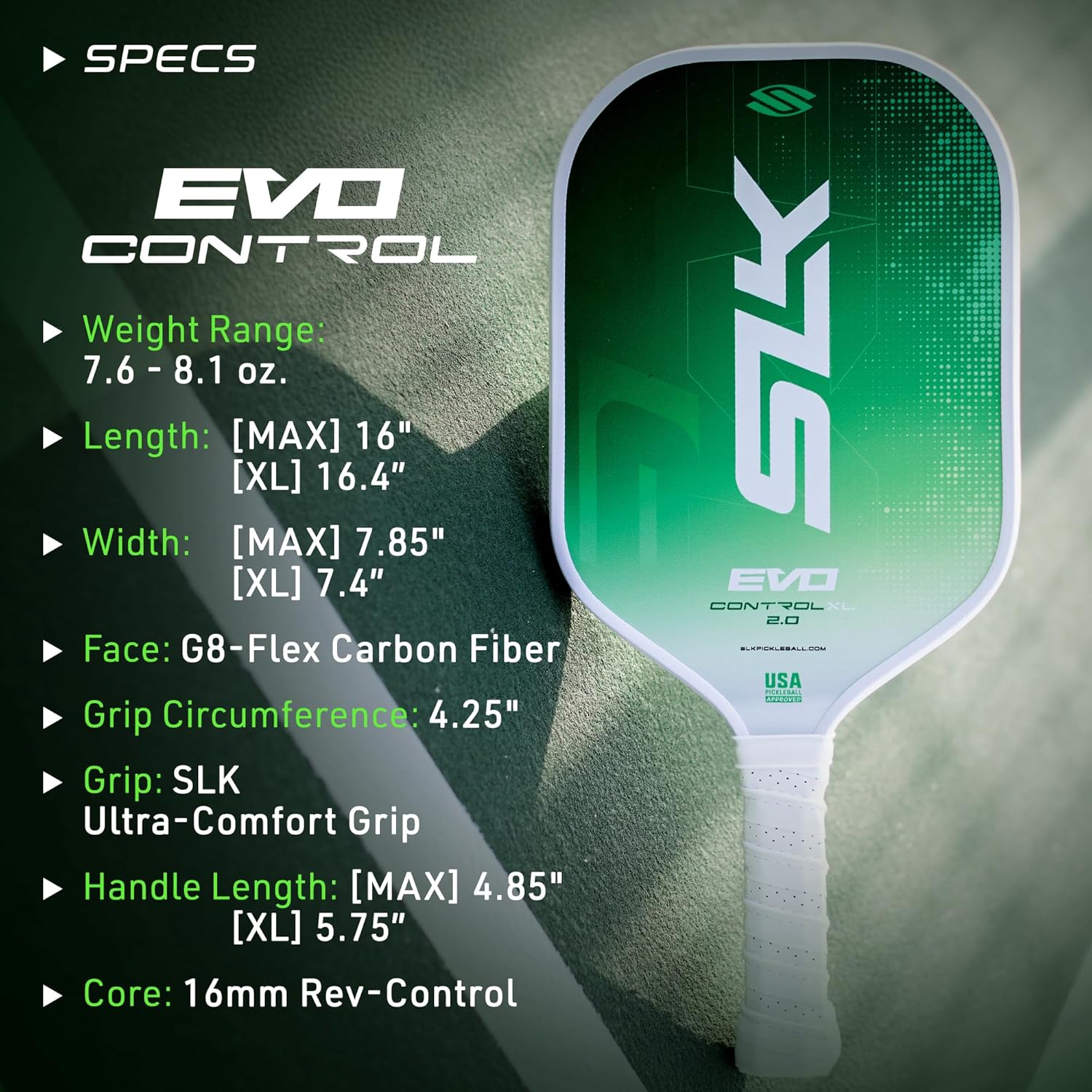 Selkirk Sport SLK Evo Control 2.0 XL Pickleball Paddle - Green