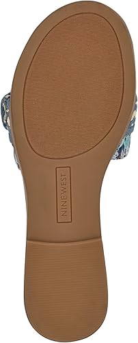 Nine West Women's Poland Open Toe Slip-On Casual Sandals - Blue Cream Multi, Size 11