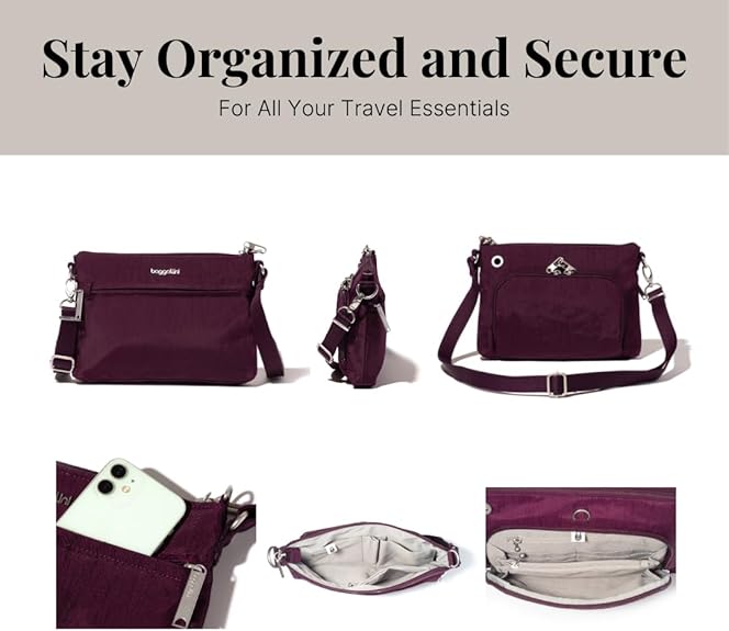 Baggallini Securtex Memento Crossbody Bag  - Mulberry (Purple)