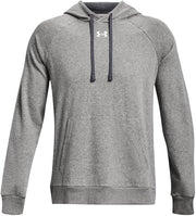 Under Armour Men's Rival Fleece Hoodie - Casterlock Light Heather/White, Size Medium