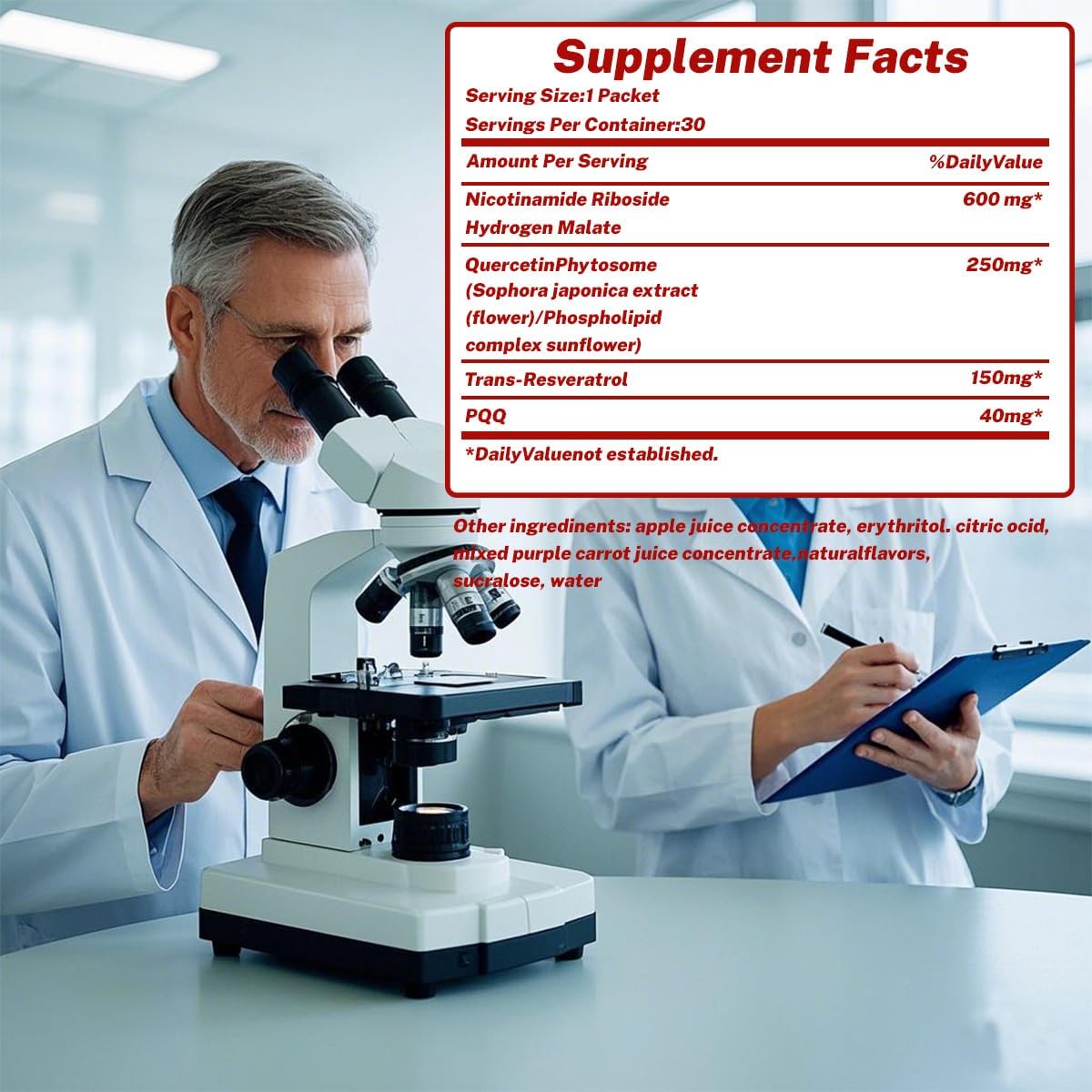 NAD+ 1000mg Liquid Supplement, Boosts Cellular Energy, Metabolism, & Healthy Aging, 30 Packets