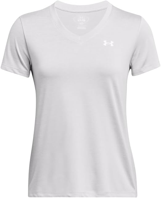 Under Armour Women's Tech V-Neck Short Sleeve T-Shirt - Halo Gray/White, Size Medium