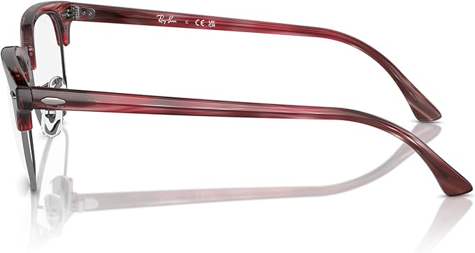 Ray-Ban Unisex Rx5154 8376 Clubmaster Eyewear Frames - Polished Striped Red, 53/21/150