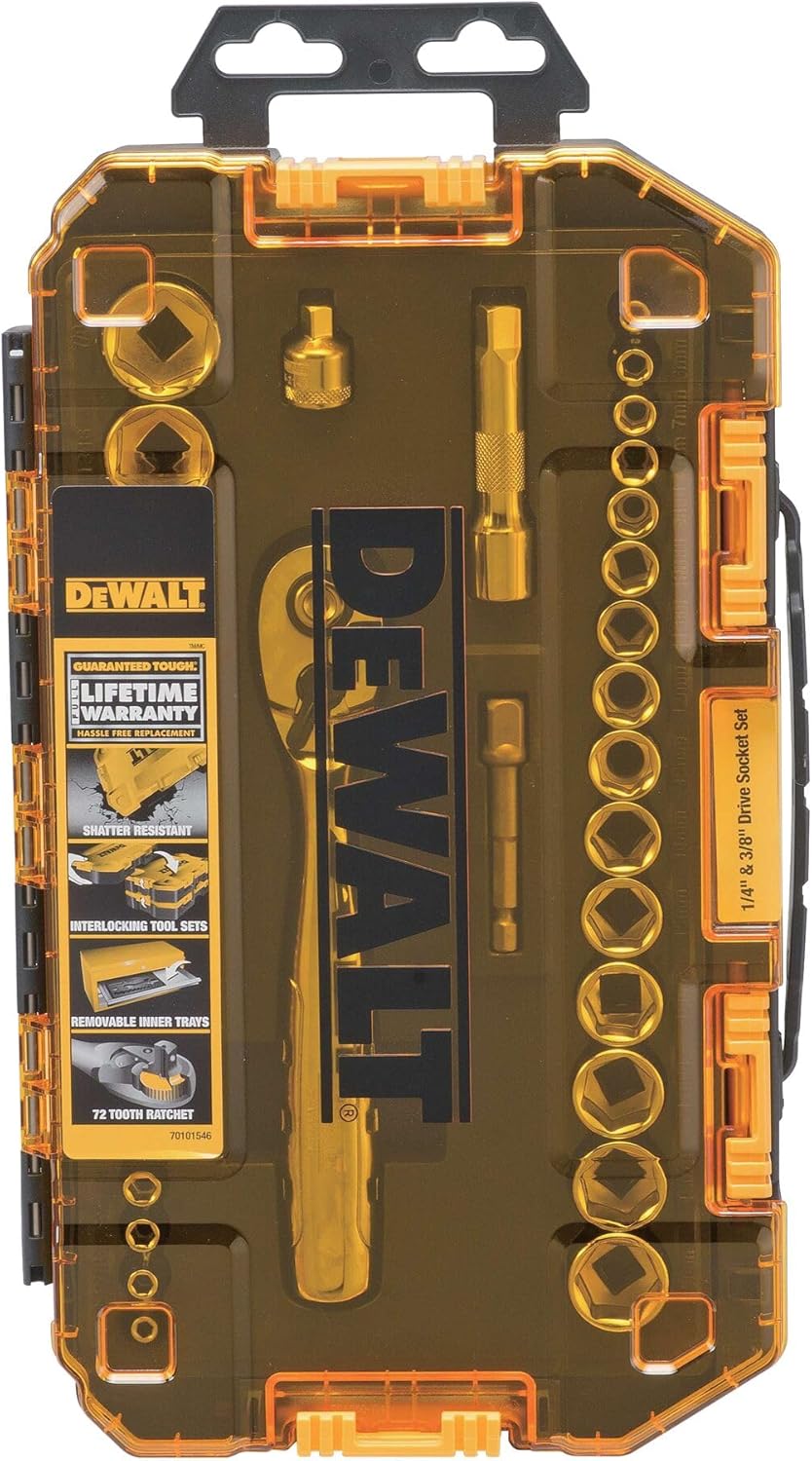 DeWalt 1/4" & 3/8" Drive Socket Set, 34-Piece (DWMT73804)