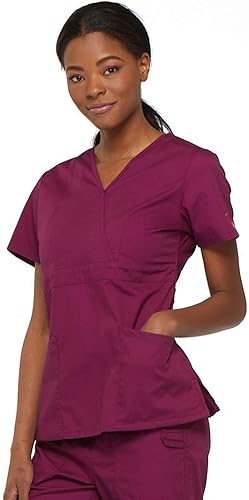 Dickies Women's EDS Signature Mock Wrap Scrub Top - Wine, Size Large
