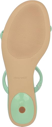 Nine West Women's Berri Slip-On Open Toe Dress Sandals - Light Green Patent, Size 8