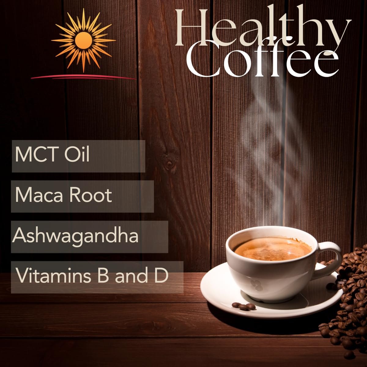 Morning Medic Wellness Blend Medium Roast Ground Coffee with Ashwagandha, MCT Oil, Maca Root, B6, B12, D, Cinnamon - 12oz (2 Pack)