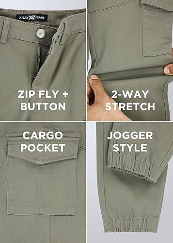 X Ray Little Boys Elastic Waist Commuter Jogger Cargo Pants - Light Green, Size 4