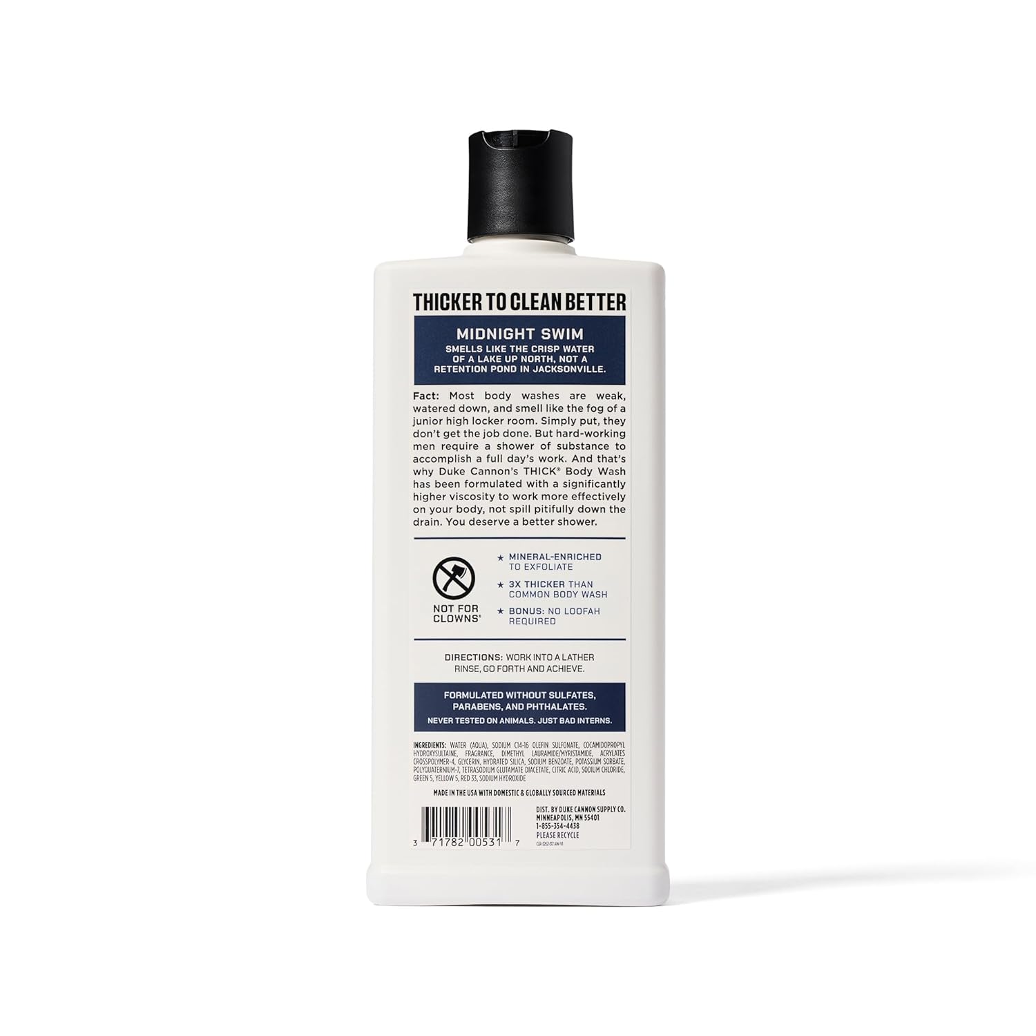 Duke Cannon Supply Co. Thick High Viscosity Men's Body Wash - Midnight Swim (Sandalwood + Lavender) 18 fl oz