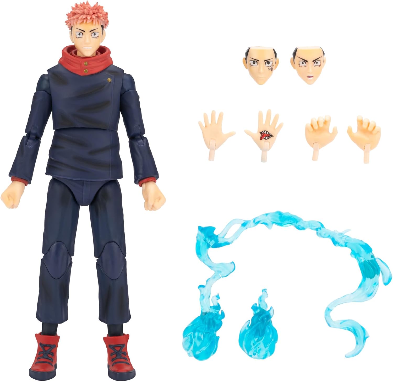 Total Anime Yuji Itadori 6.5" Action Figure with Swappable Faceplates, Alternate Hands, and Energy Effects *Damaged Box*