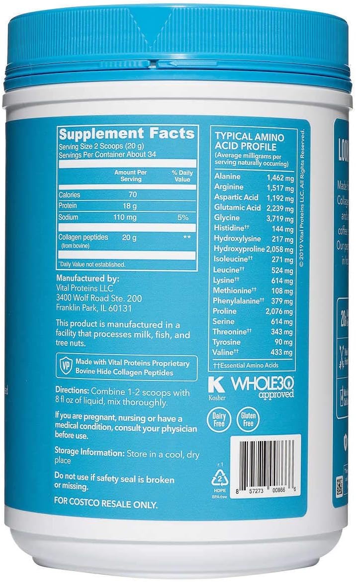 Vital Proteins Collagen Peptides Powder, Unflavored - 24oz (2 Pack)