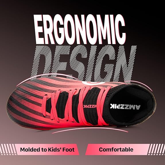 AMZZPIK Big Kids Soccer Cleats - Fuchsia/Black, Size 1