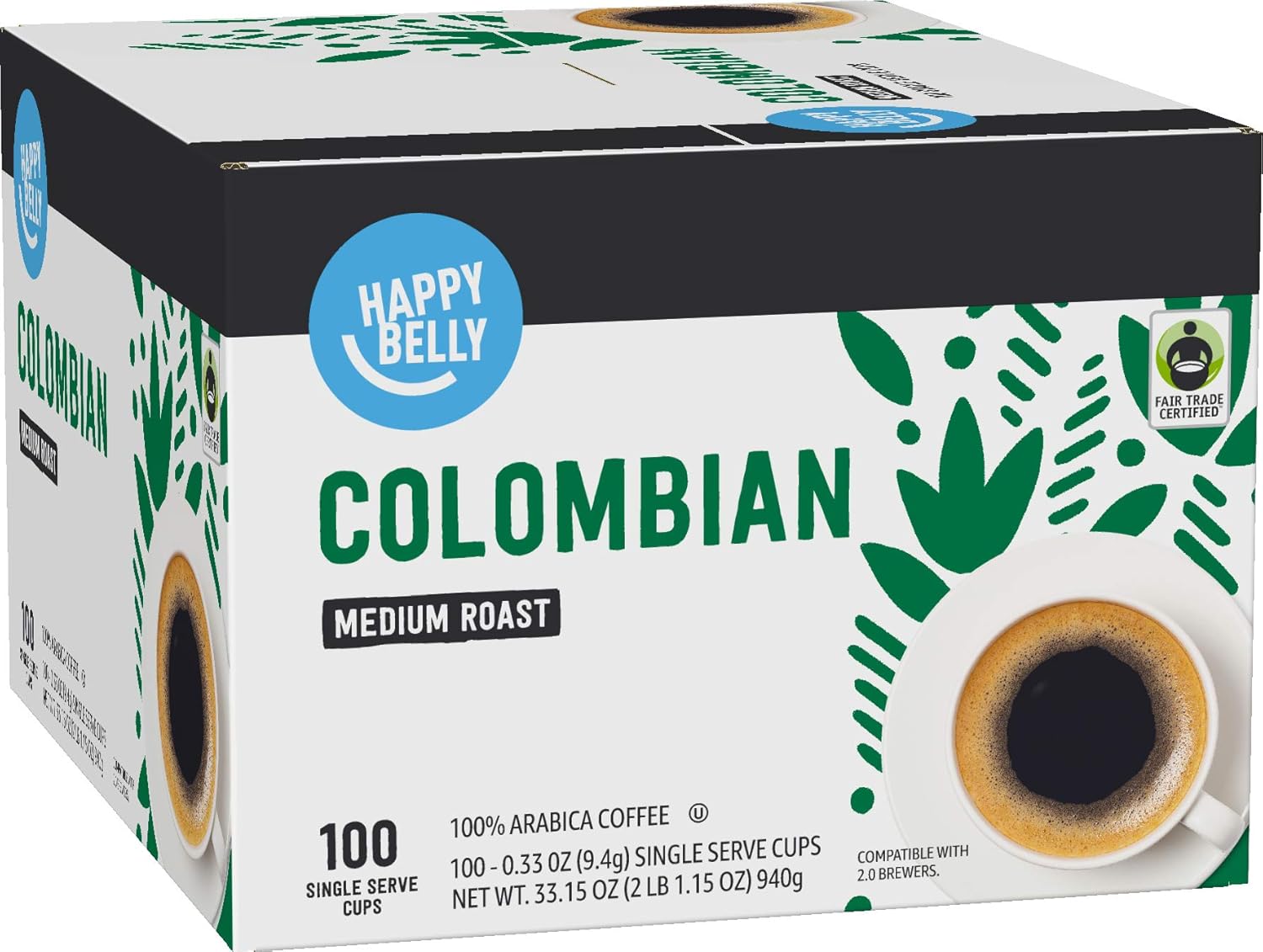 Happy Belly Colombian Medium Roast Keurig K-Cup Coffee Pods, 100 Count