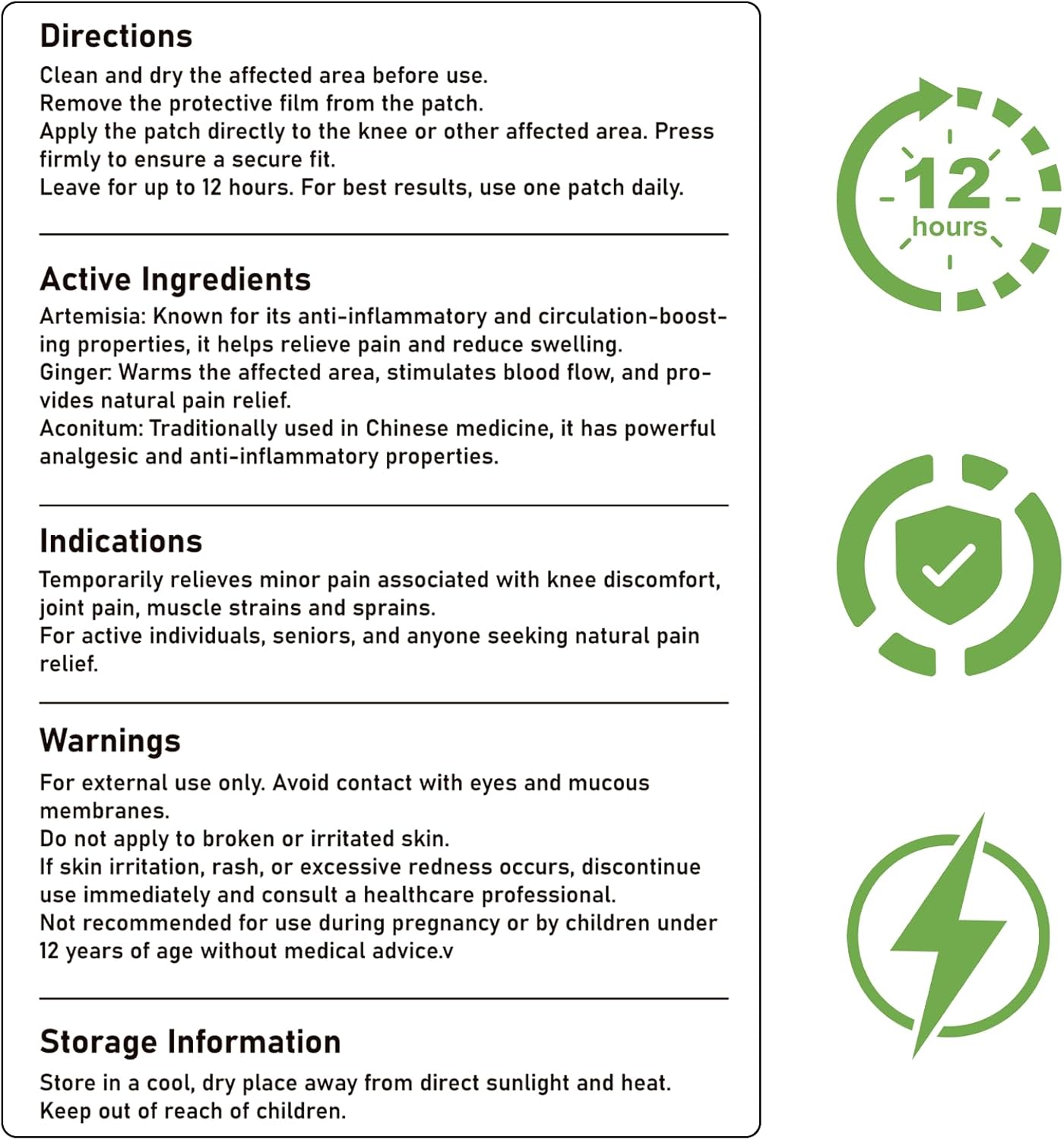 Adhesive Herbal Knee Patches for Powerful Temporary Pain Relief - 40 Pads