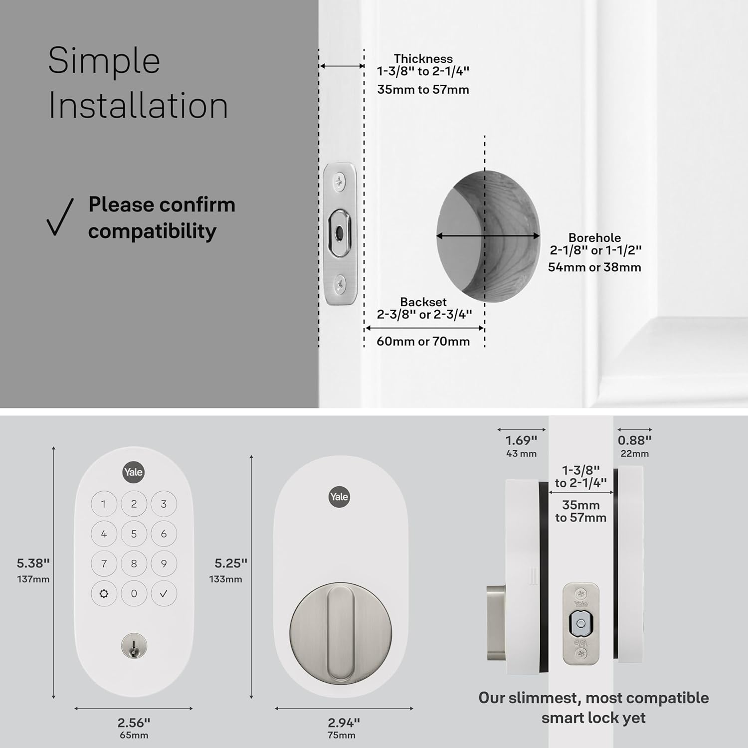 Yale Keyed Deadbolt Smart Lock with Google Matter - Matte Black (YRD510-MT1-BLK)