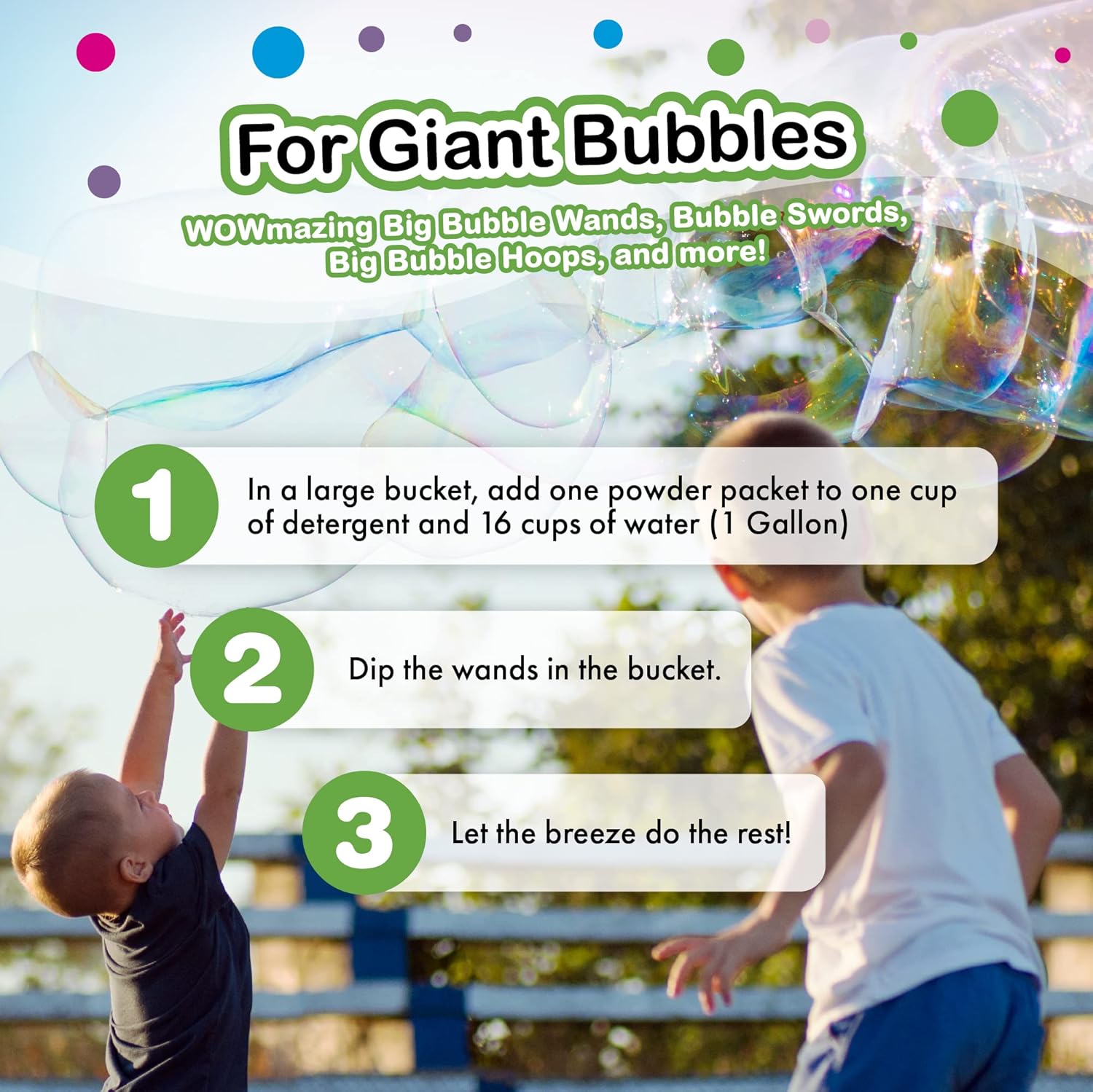 WOWmazing Big Powder (6 Packets) - Turns Dish Detergent into Giant Soapy Air Makes 6 GALLONS!