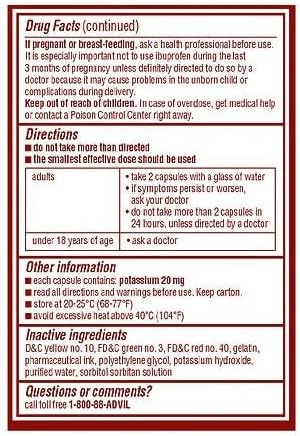 Advil Migraine Pain Relief Liquid Filled Capsules, Ibuprofen 200mg, 20 Count (2 Pack)