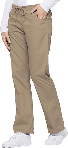 Dickies Women's EDS Signature Cargo Scrub Pants, Mid Rise with Drawstring - Dark Khaki, Large