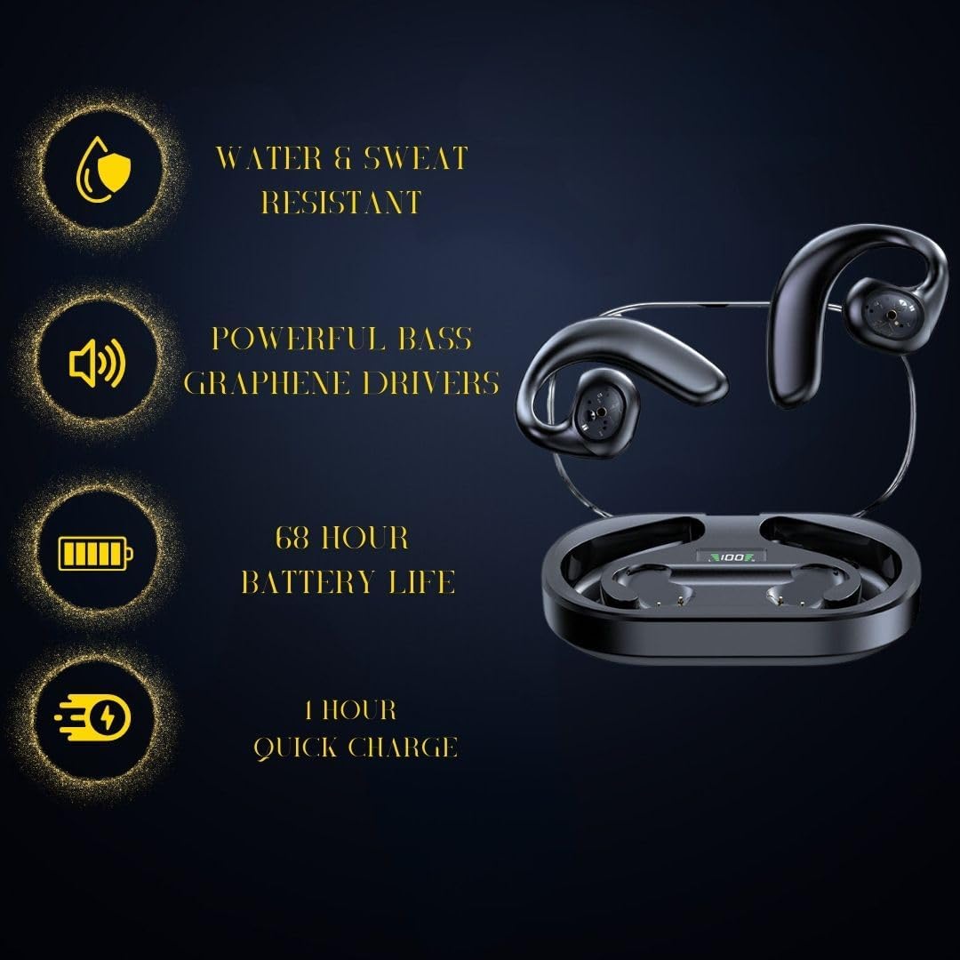 Y3 Wireless Bluetooth Earbuds, HiFi Stereo Deep Bass, 40H Battery, IPX7 - Black