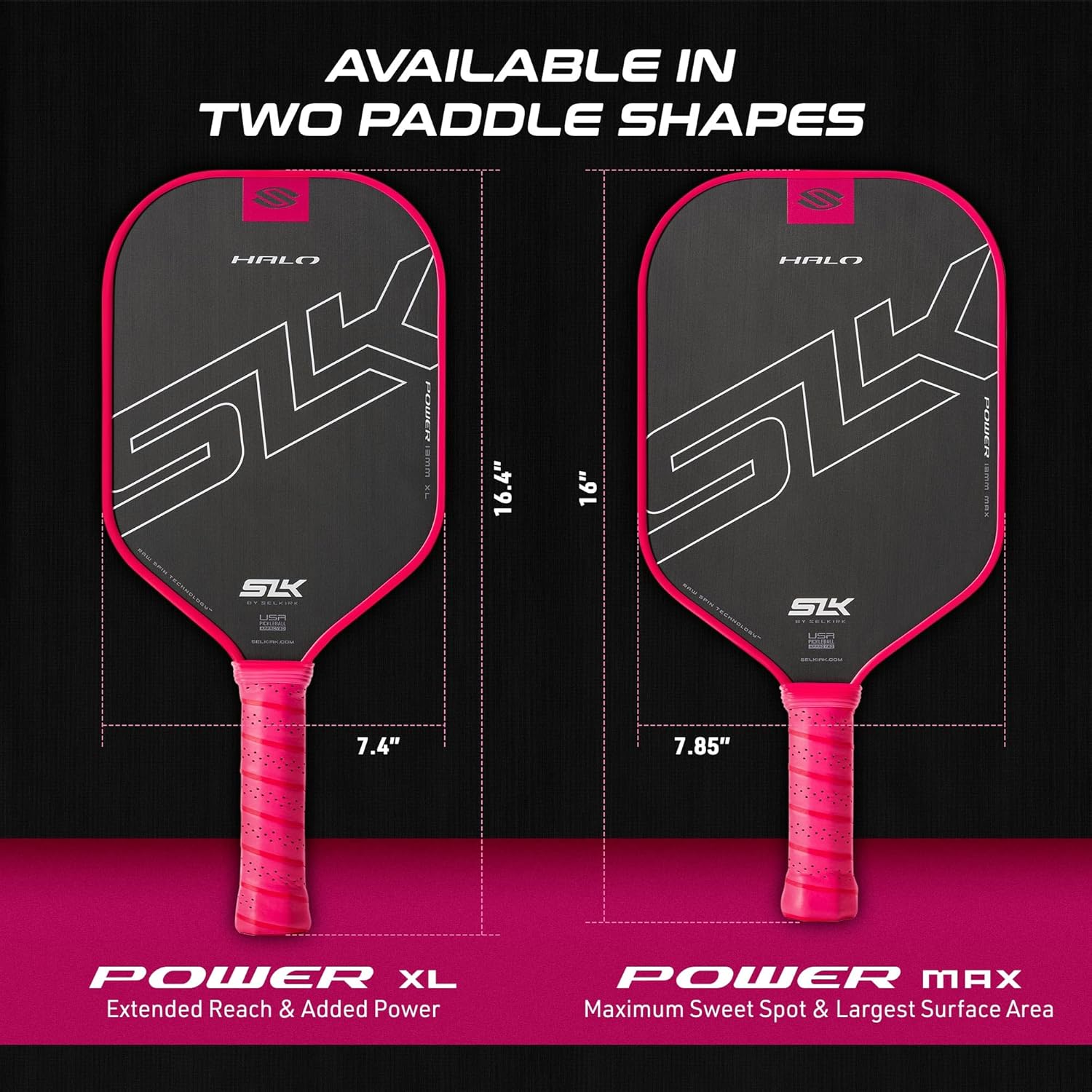 Selkirk SLK Halo Raw Power XL Pickleball Paddle - Pink