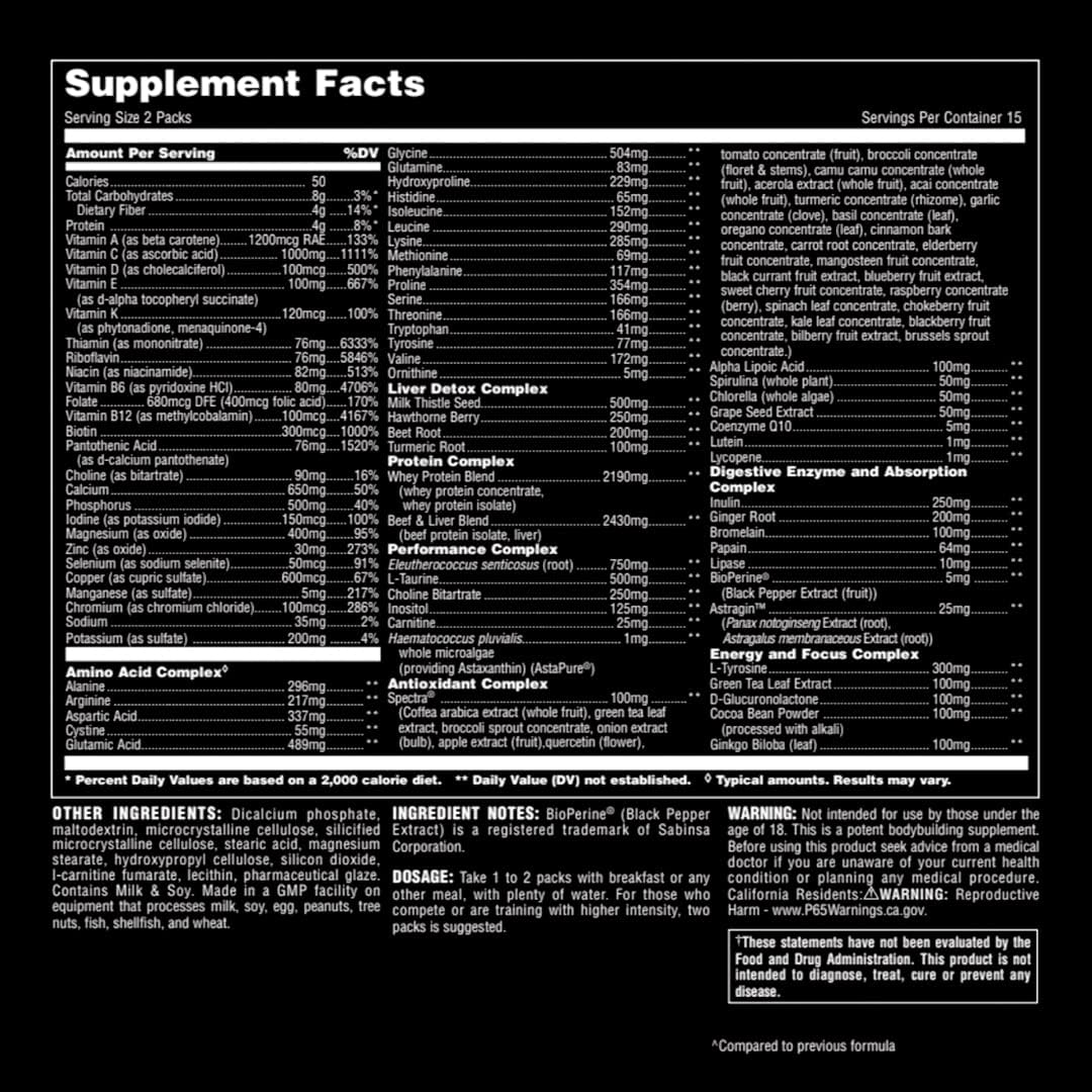 Animal Pak Ultimate Foundation Convenient All-in-One Vitamin Supplement Pack - 44 Count