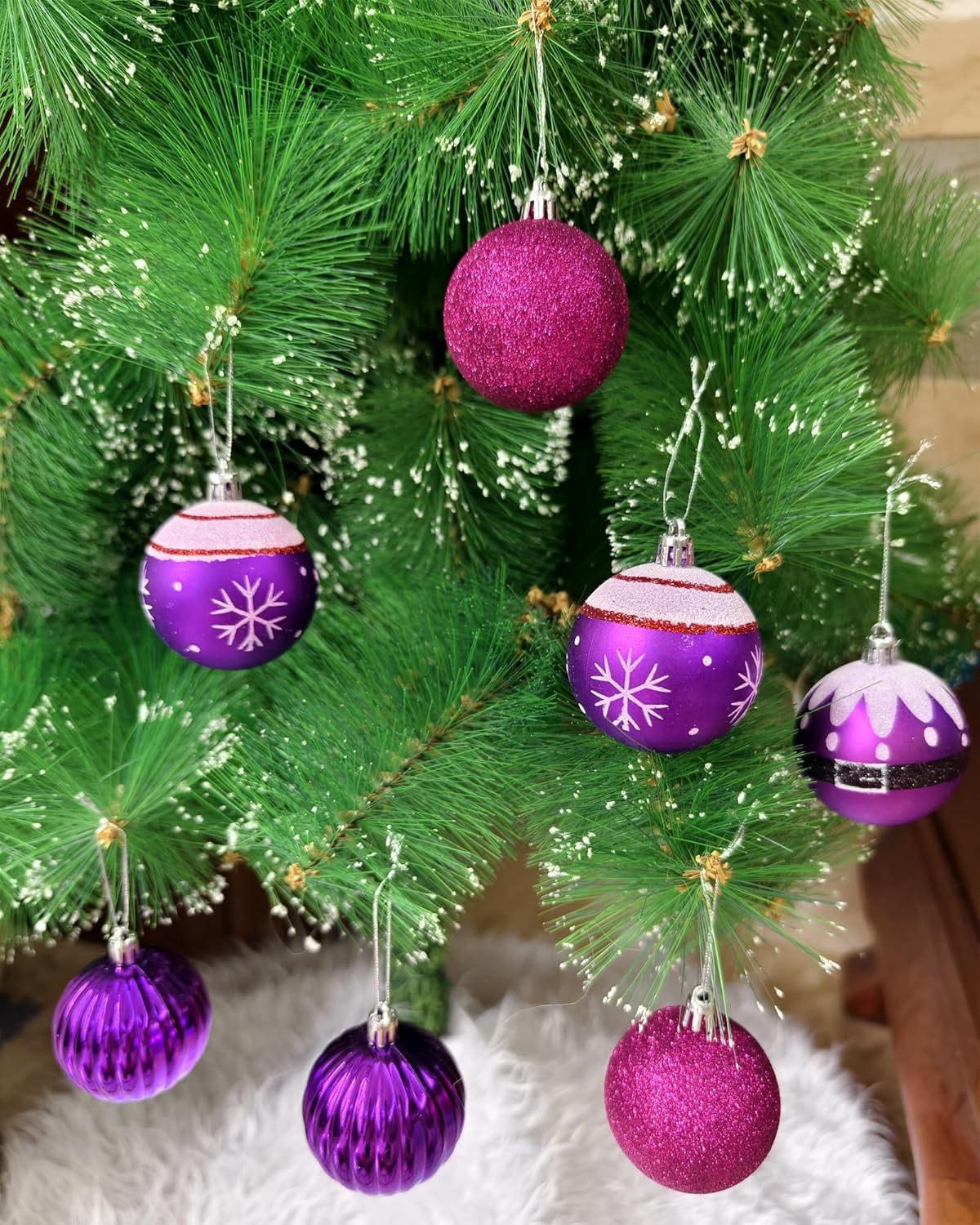 Hanging Christmas Ball Ornaments- Purple, 2.4" (16ct)