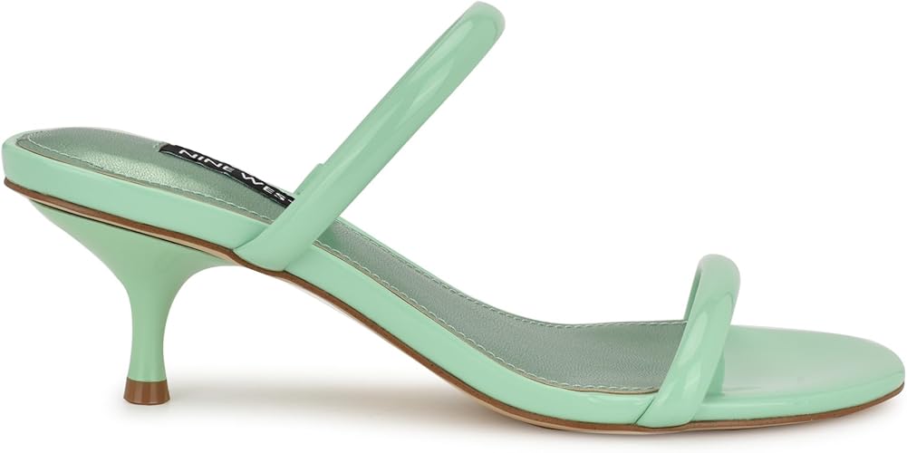 Nine West Women's Berri Slip-On Open Toe Dress Sandals - Light Green Patent, Size 8