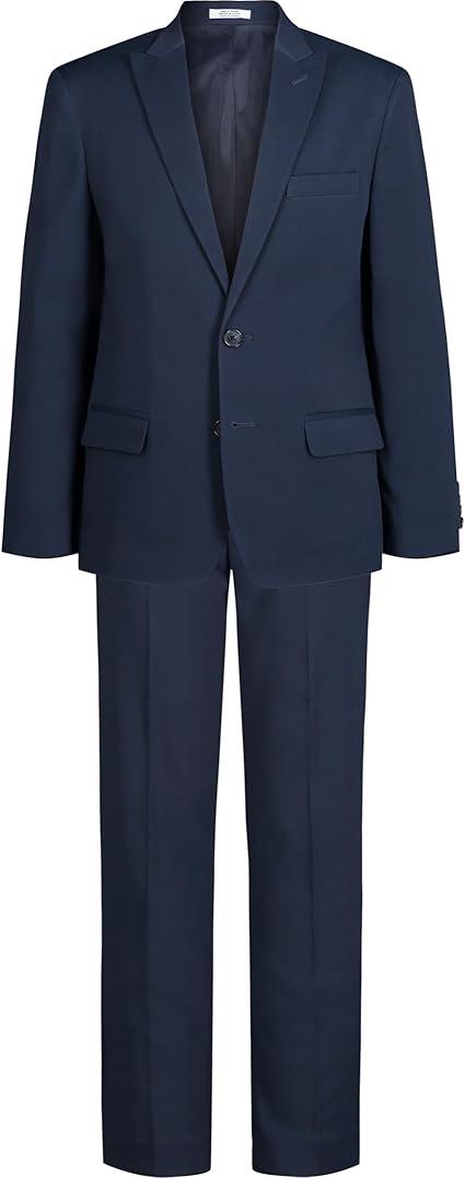 Calvin Klein Boys' 2-Piece Formal Suit Set - Single-Breasted Jacket & Straight-Leg Dress Pants - Blue, Size 18