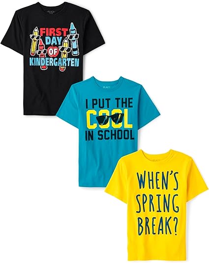 The Children's Place Boys School-Themed Short Sleeve Graphic Ts - XXL (3 Pack)