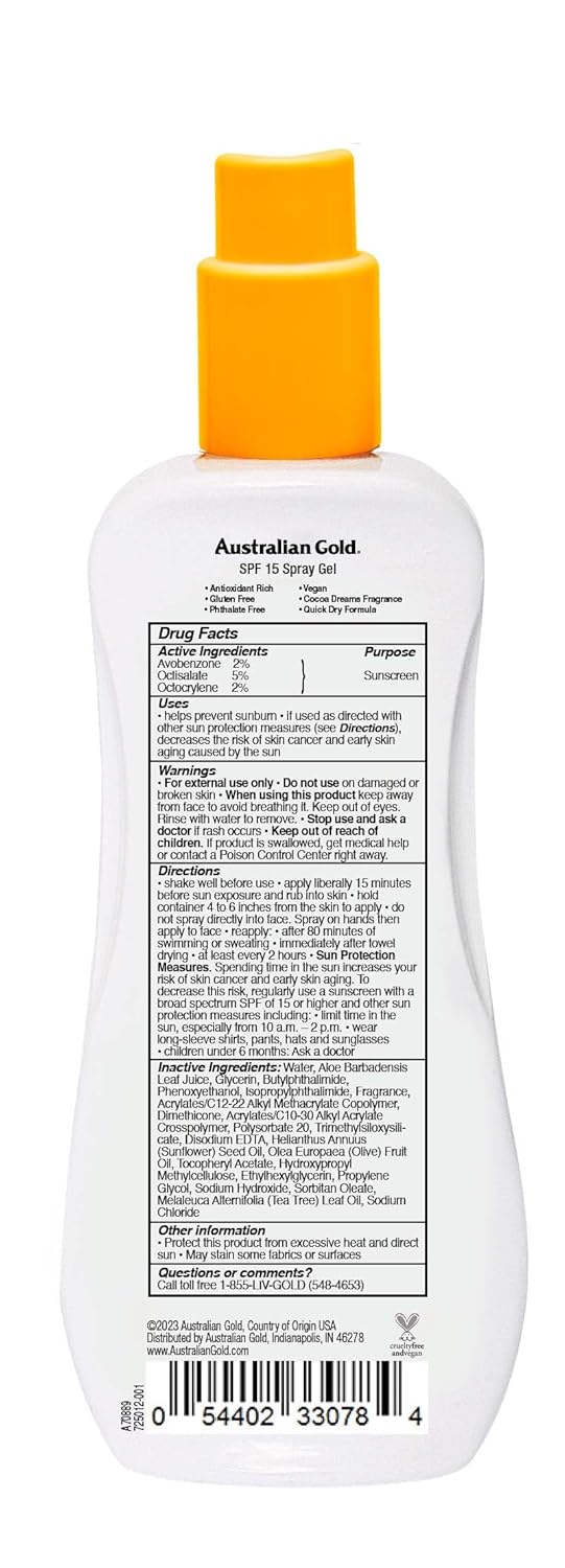 Australian Gold Ultimate Hydration Spray Gel Sunscreen, SPF 15 - 8 fl. oz.