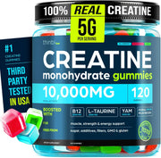 Creatine Gummies Monohydrate Complex 10,000mg w/L-Taurine & Vitamin B12 -120ct