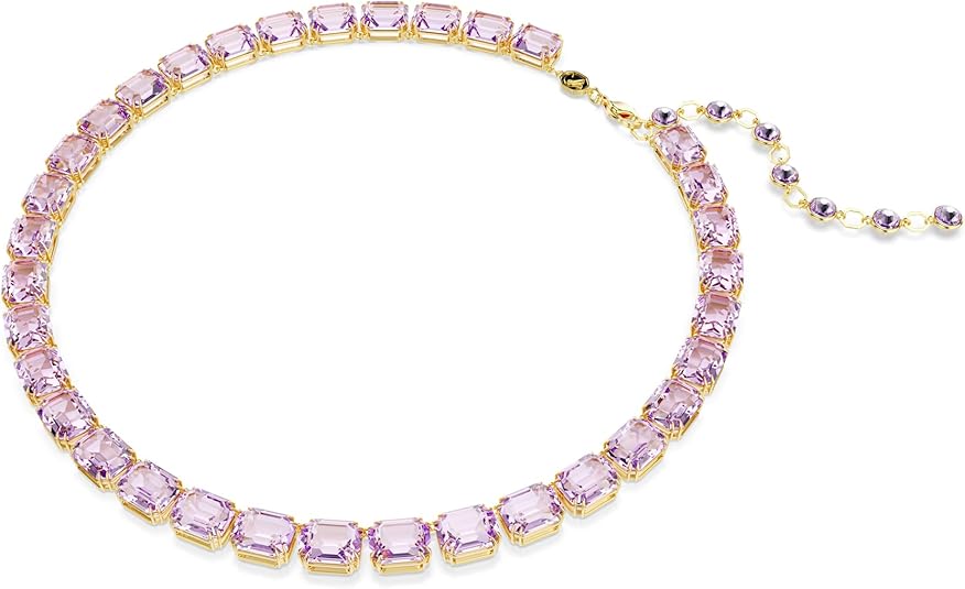 Swarovski Millenia Octagon Cut Tennis Necklace, Purple Gold-Plated (5705754)