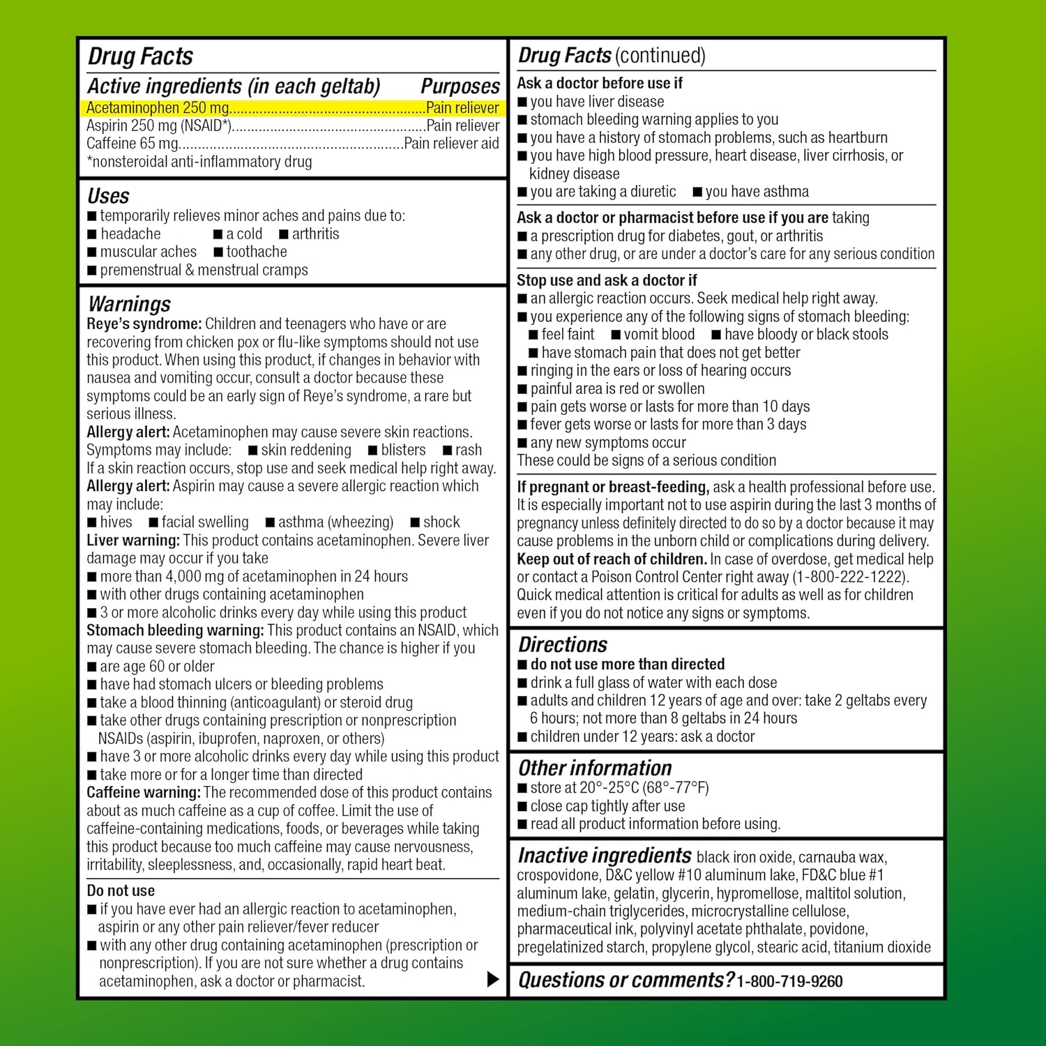 Amazon Basic Care Extra Strength Headache Relief, Acetaminophen/Aspirin/Caffeine - 80 Geltabs Geltabs, 80 Count