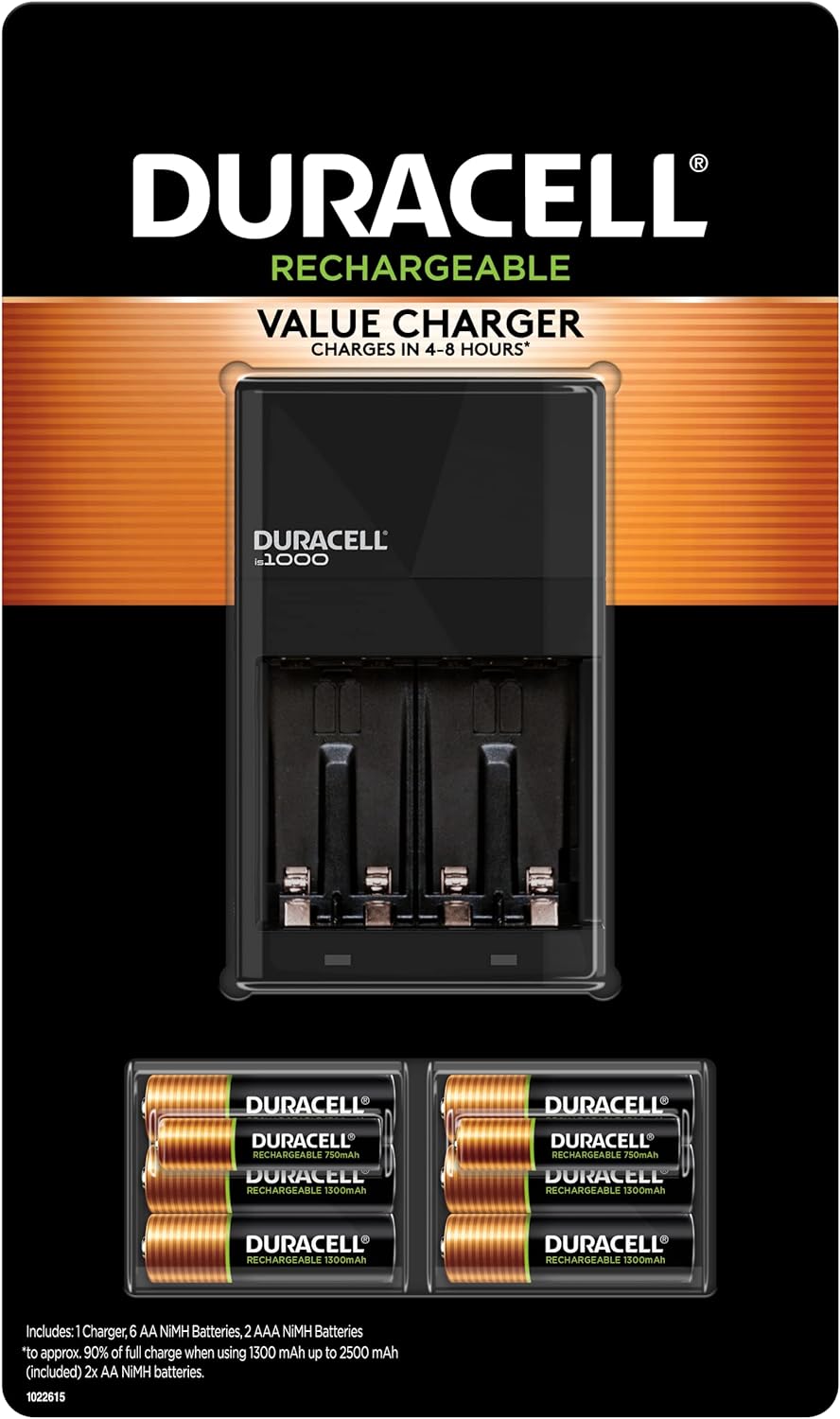Duracell Charger for Rechargeable AA and AAA Batteries, 4 Slots