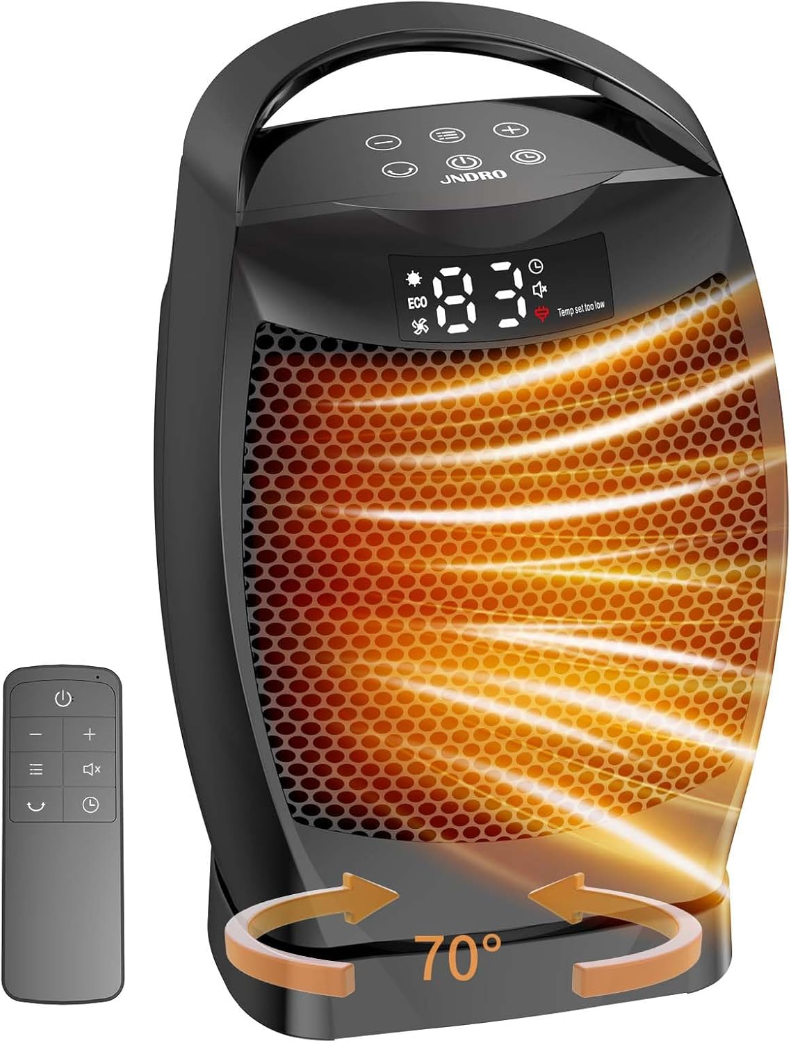 GiveBest Ceramic Portable Electric Space Heater w/Thermostat, 1500W/750W - Black