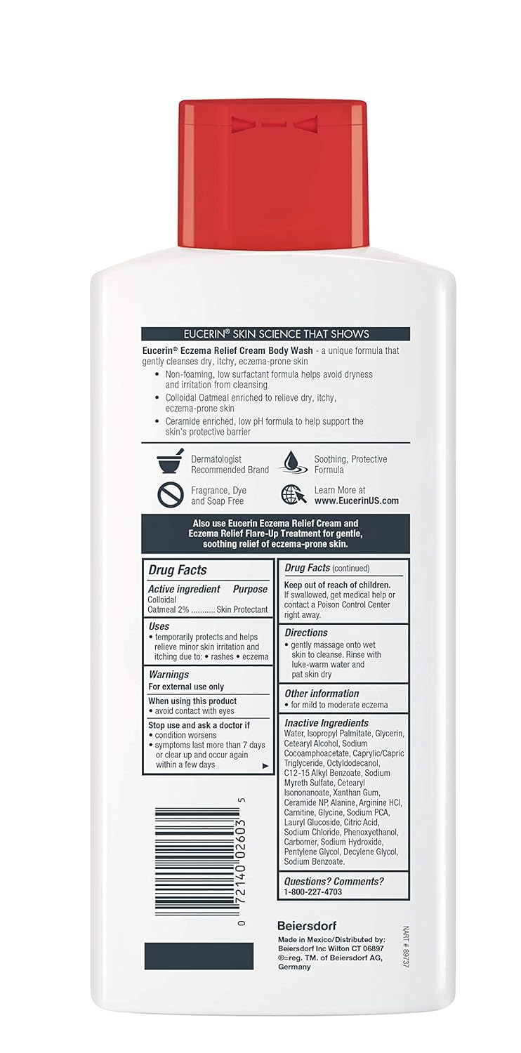 Eucerin Eczema Relief Cream (5oz) and Body Wash (13.5 oz) Combo Set with Colloidal Oatmeal