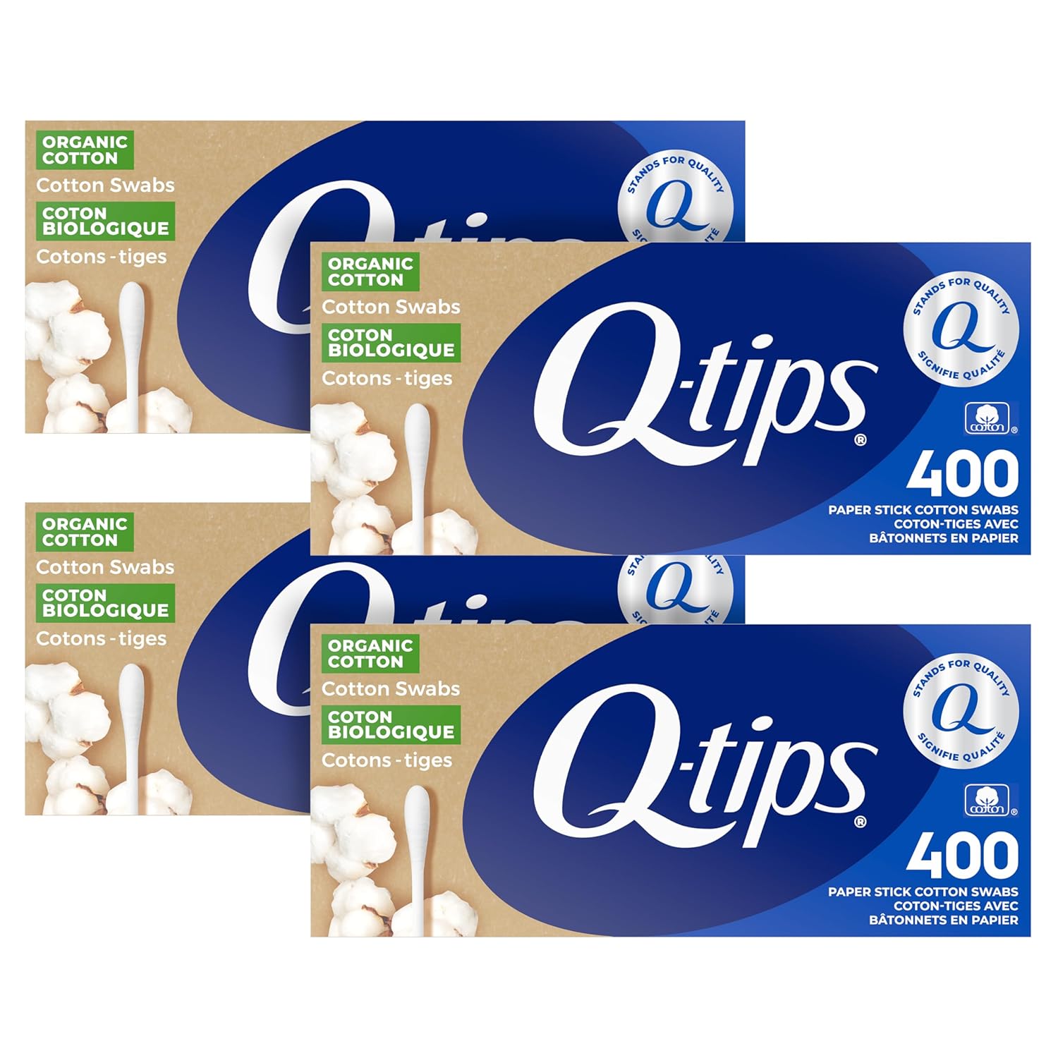 Q-tips Cotton Swabs Made From Organic Cotton - 400 Count (4 Pack)